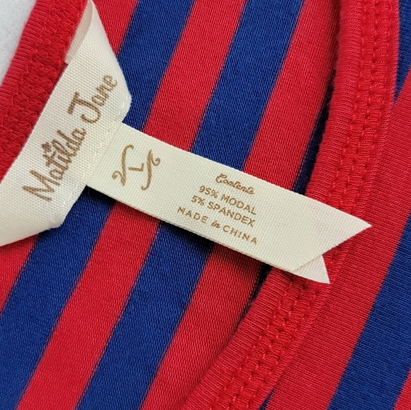 Matilda Jane Catch Some Zs Modal Blend PJ Stripe Shirt Top Sz L - Picture 9 of 12